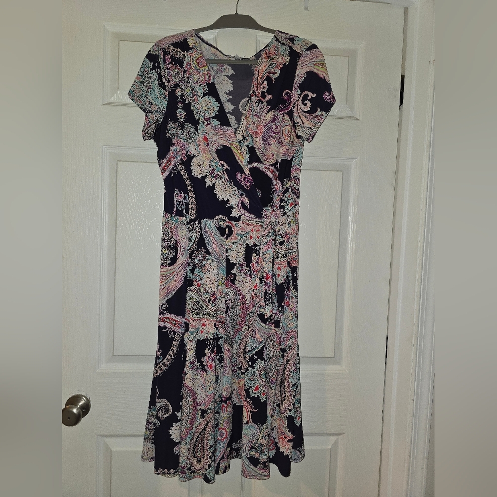 Shelby & Palmer Black and Pink A-line Dress Casual Short Sleeve